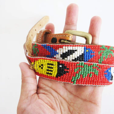 Vintage Beaded Fish Belt 32 to 36 Waist - Slim | Milk Teeths  display picture 1