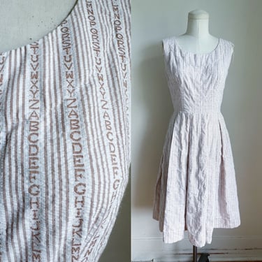 Vintage 1950s Alphabet Novelty Print Dress / XS 