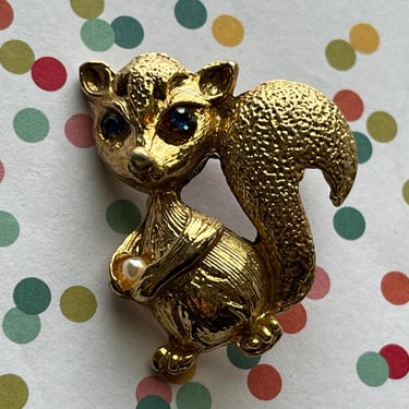 vintage squirrel brooch 1960s jewel eye chipmunk brooch 