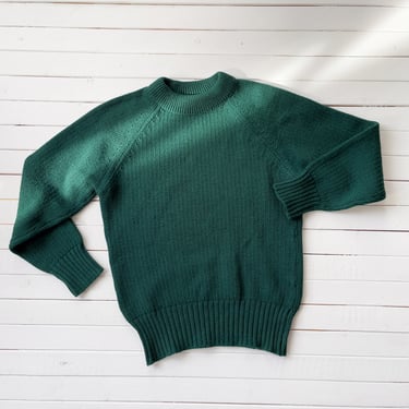 green wool sweater 70s 80s vintage Pendleton forest green wool crew neck sweater 