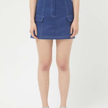 Contrast Stitch Mini Skirt - Navy