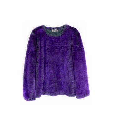 Vintage Faux Fur Purple Y2K Rave Club Kid Chunky Sweater L/S Top size Small 