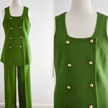 1970s Green Vest and Trousers Set 