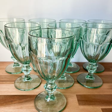 Vintage Green Glassware. Vintage Barware Glasses. Libbey Duratuff Goblets 