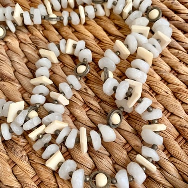 Natural Stone Statement Necklace, Double Strand, OOAK Statement Jewelry, Artisan Made, Vintage 