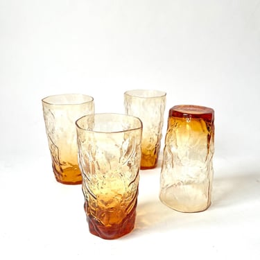 Vintage Highball Glasses Amber MCM 