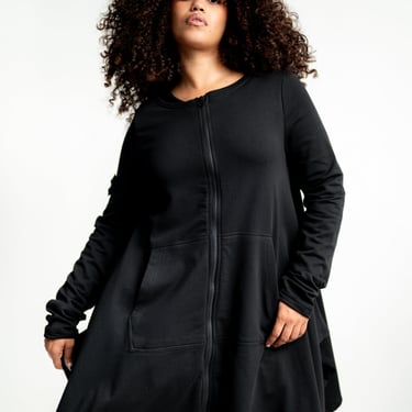 Boat Neck Draped A-Line Jacket