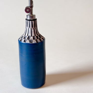 Oil Dispenser -Checker &amp; Sea Blue on Black Clay