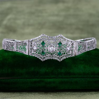 Art Deco Filigree Bracelet with Diamonds c1920