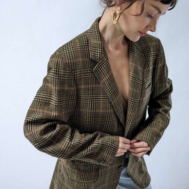 Classic Vintage Plaid Cashmere Blazer