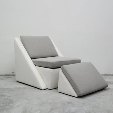 Post Modern Geometric Chair and Ottoman by Thayer Coggin 