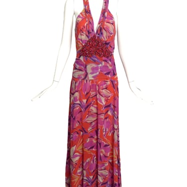 ETRO- Multi Color Beaded Chiffon Gown, Size 8