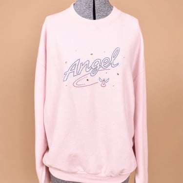 Pink Angel Rhinestone Sweatshirt, L