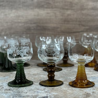 Colorful Roemer Snifter Sets - Small Wine & Port Glasses, Multiple Sets of Vintage Drinkware 