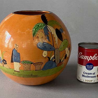 Vintage Mexican Pottery Tlaquepaque Round Pot Vase 