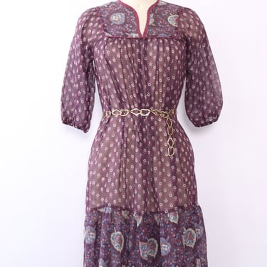 1970s Breezy Berry Smock Dress XS/S