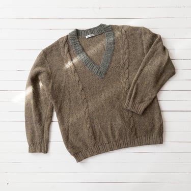 Armani alpaca sweater | 80s 90s plus size vintage brown gray dark academia warm grandpa sweater 