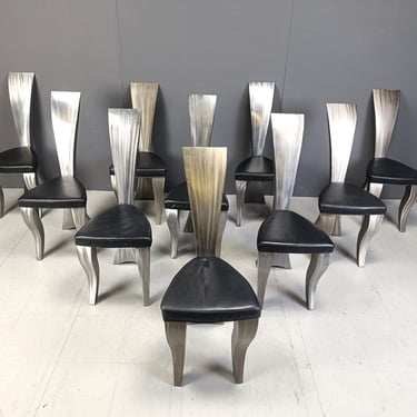 Set of 10 dining chairs by Hans Kopla, 1997 - vintage dining chairs  - design dining chairs - futuristic design chairs 