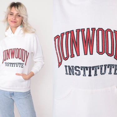 Dunwoody Institute Sweatshirt 80s College of Technology Hoodie Sweatshirt White Minneapolis Minnesota Hooded 1980s Vintage 2xs xxs 