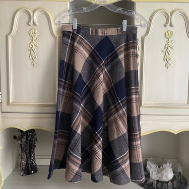 Khaki plaid wool skirt best sale