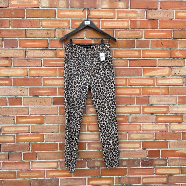 veronica beard brown leopard print button fly high waist skinny jeans / 25 xs extra small 