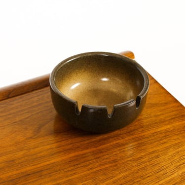 Vintage Mid Century 60's Heath Ceramics Ashtray / Bowl — 3 Notch — Speckled Brown Glaze 