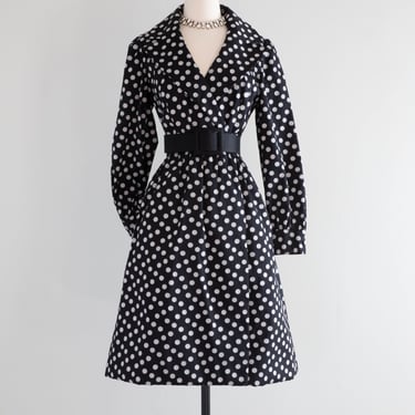 Vintage 1960's Silk Polka Dot Wrap Dress By Ben Reig / ML