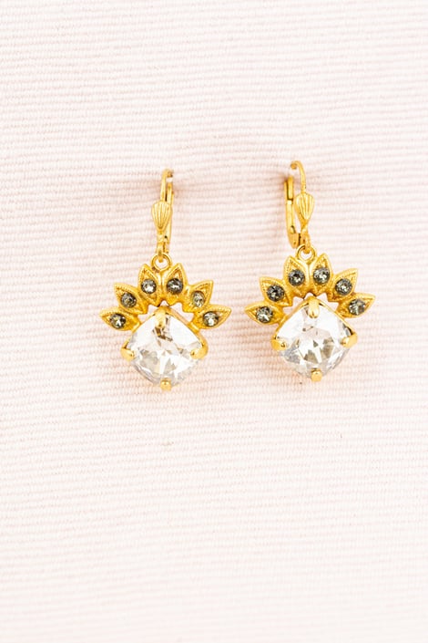 French Crystal Crown Earring