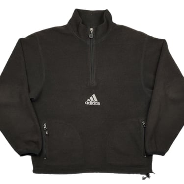 Vintage 90s Adidas Center Logo Embroidered Quarter Zip Fleece Pullover Size Medium/Large 