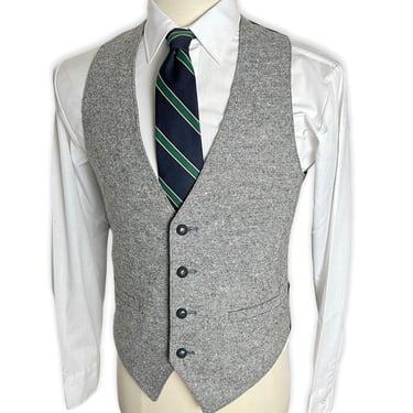 Vintage Wool DONEGAL TWEED Vest ~ size 38 ~ Waistcoat ~ Wedding ~ Preppy / Ivy League / Trad 