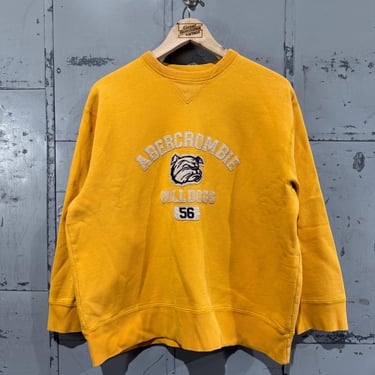 Vintage Abercrombie Bulldog Yellow Embroidered Crewneck Sweatshirt college style boxy cropped 