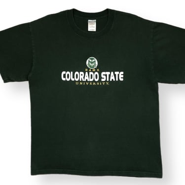 Vintage 90s Colorado State University Rams Embroidered Collegiate Graphic T-Shirt Size Large 