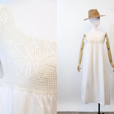 EDWARDIAN BUTTERFLY crochet cotton lingerie dress small | new spring summer 
