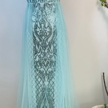 Light Blue Sleeveless Mermaid Elegant Prom Evening Dress | Pageant Celebrity Party Gown | Festive Dress | Gift for her | Stunning Dress 