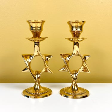 Pair of Star of David Candlestick Holders (2 pairs available) 
