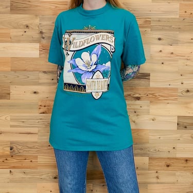 90's Vintage South Dakota Wildflowers Wall Drug Store Souvenir Travel Tee Shirt T-Shirt 