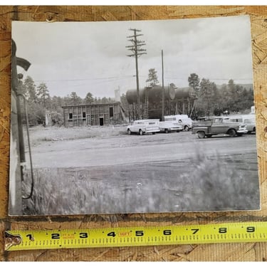 B&W Railroad Train Photo Steam Engine Coal Passenger Car Railyard 50's Trucks B1 