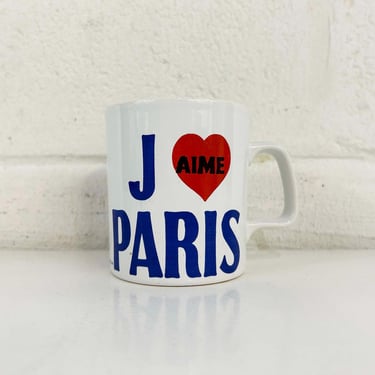 Vintage Paris Mug 1970s Staffordshire England Kiln Craft J'aime France Heart Coffee Cup Souvenir Tea Gift Travel 70s 