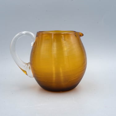 Imperial Reeded Amber Pitcher (or in the style of) | Vintage Depression Glass Spun Ribbed Milk Jug 