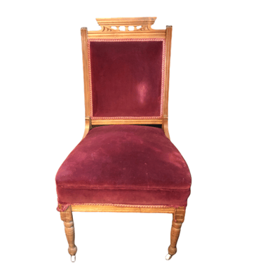 Exposed Wood Frame Red Velvet Chair - AH58-11148