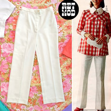 Cool Vintage 60s 70s Slightly Off-White High-Waisted Pants 