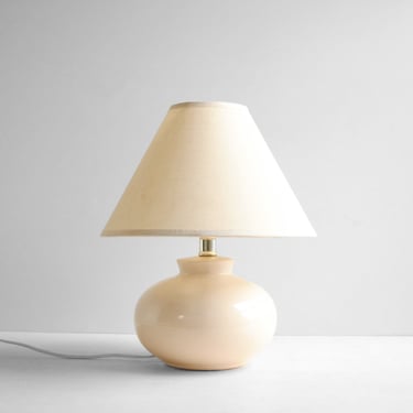 Vintage Small Plaster Table Lamp in Off White with Shade 