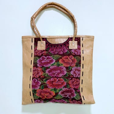 Recycled Huipile Fair Trade Bag in Purple Bouquet