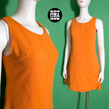 Sexy Vintage 60s 70s Orange Tank Mini Dress 