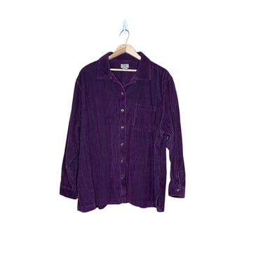 Vintage Wide Wale Corduroy Purple LL Bean Shirt, Plus Size, Size 2X 