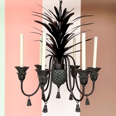 Tole Pineapple and Tassel Chandelier