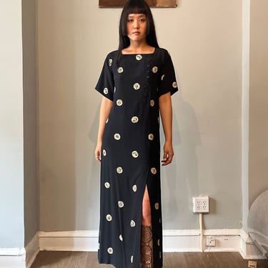Lanvin Boutique Black Silk Kimono-Inspired Button Front Dress 