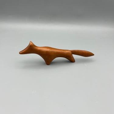 Vintage Modetnist Carved Wooden Fox 