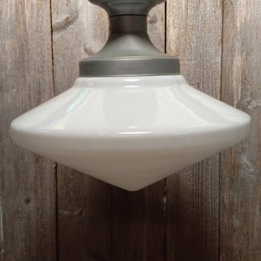 Semi-flush fixture with milk glass shade