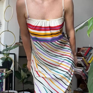 VTG 70s Stripe Tie Strap Summer Dress 